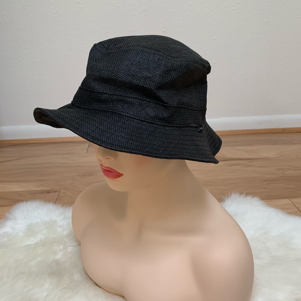 Brixton Black Hardy Straw Bucket Hat